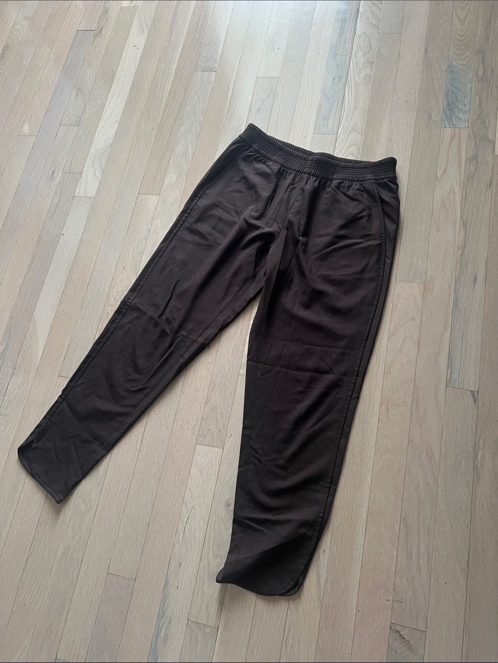 Zara Chocolate Brown Elastic-Waist Joggers